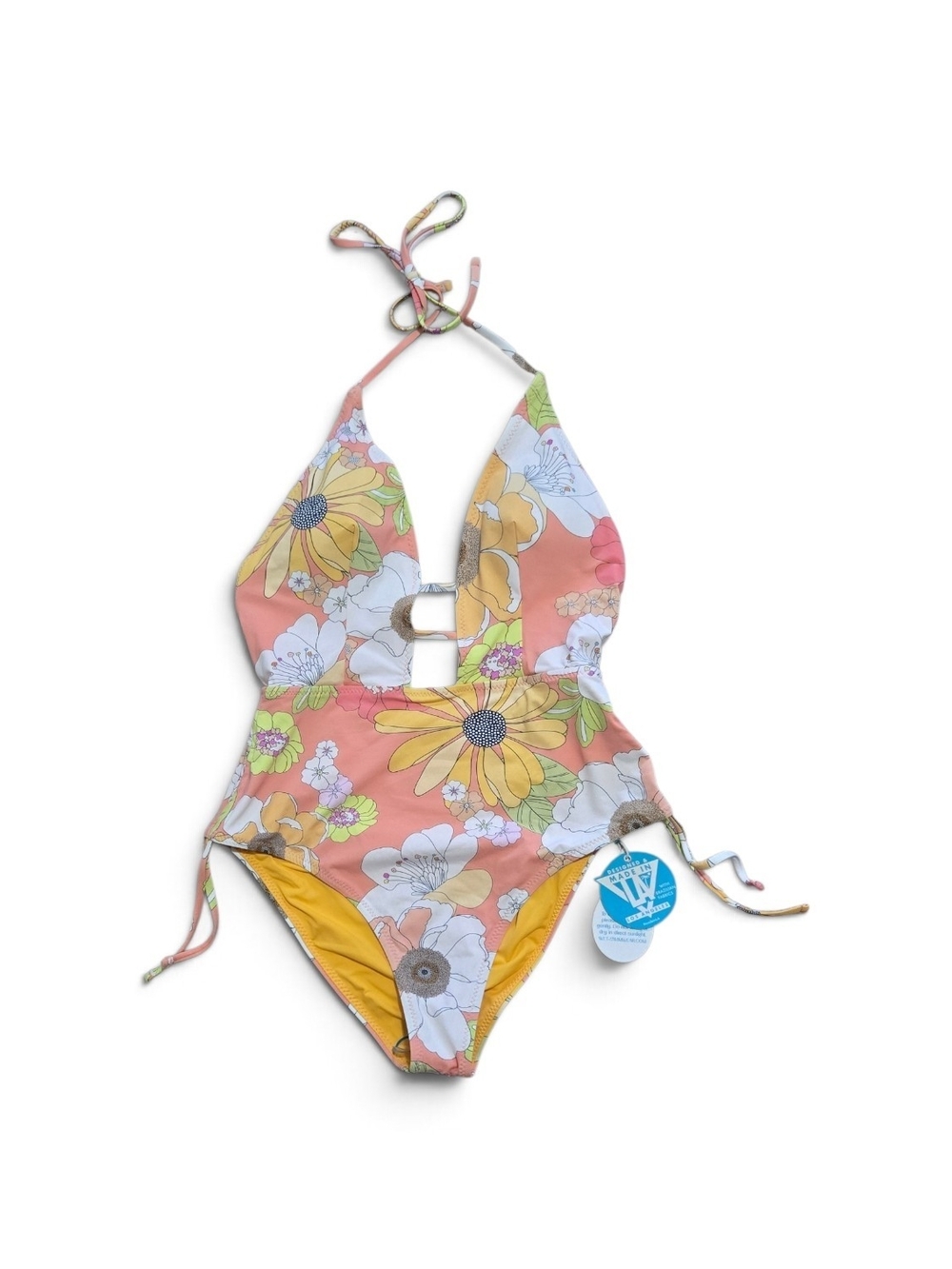 NWT - Darcy RETRO Floral One-Piece Swimsuit in White, Coral & Yellow